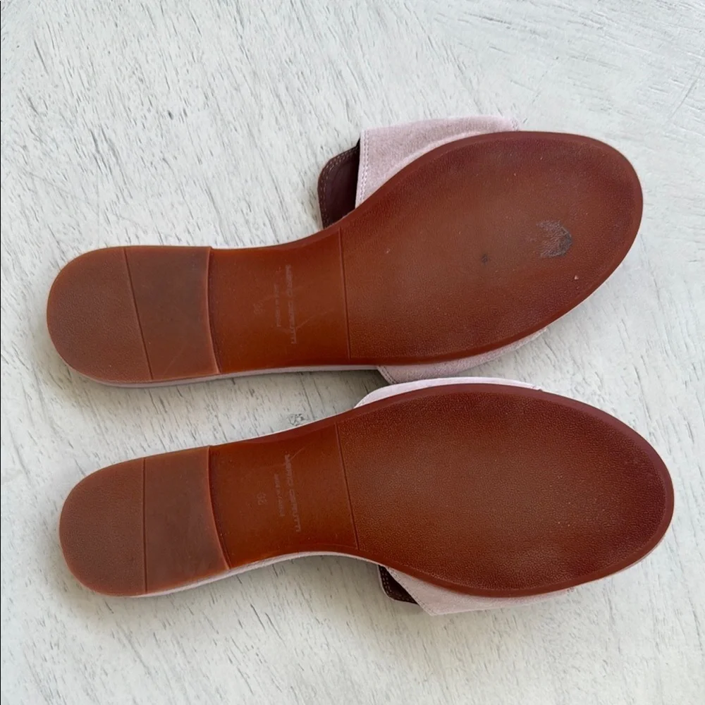 Pink Mules with Gold Buckle and Suede Finish - Picture 2 of 5